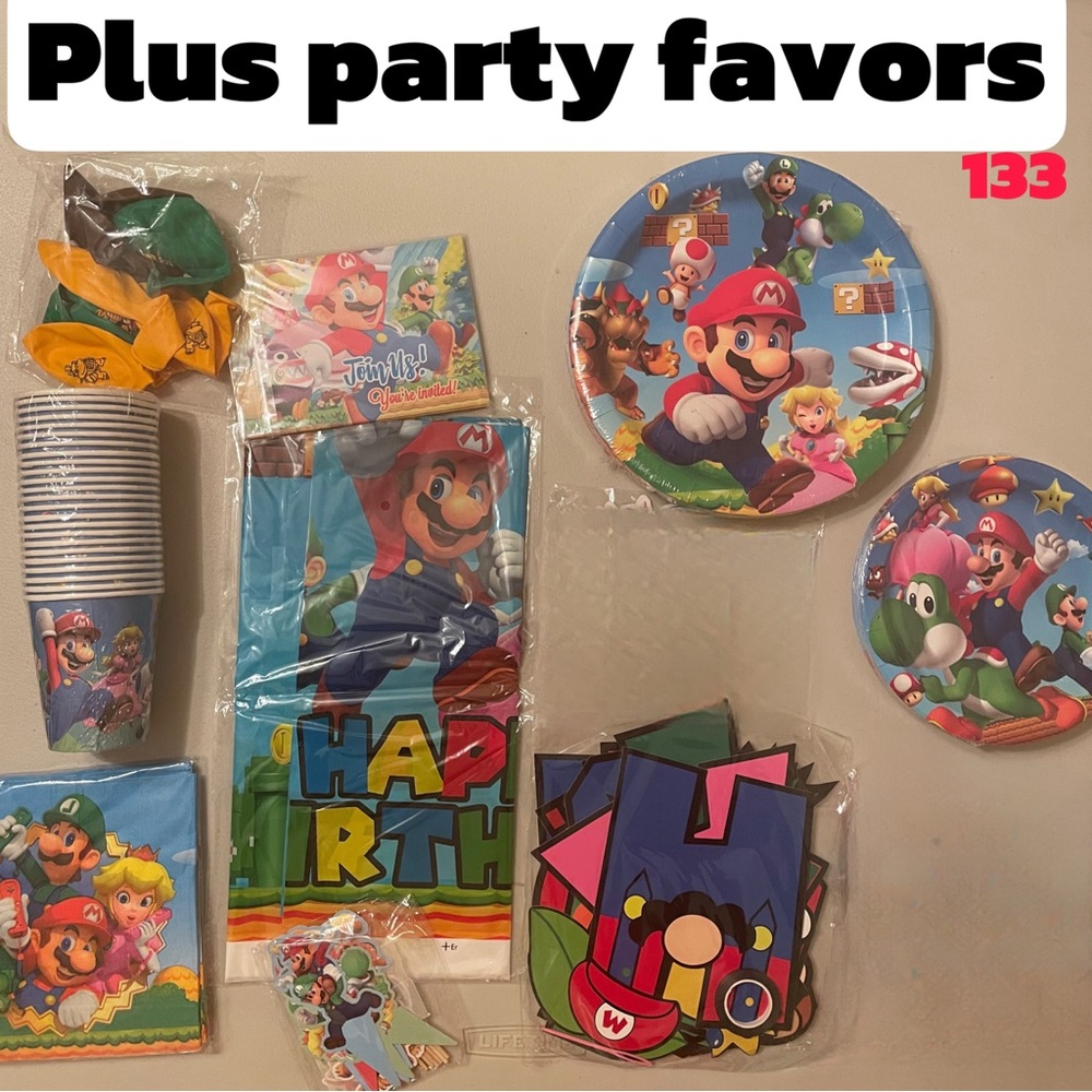 SUPER MARIO 133 pcs Birthday Party Supplies And Party Favors